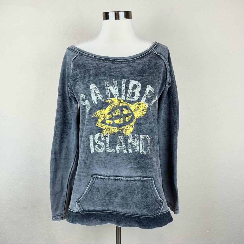 Techstyles "Sanibel Island" Distressed Gray Sweatshirt
